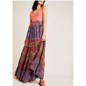 Anthropologie Colima Snake Print Sleeveless Maxi Dress Size S Small Multi